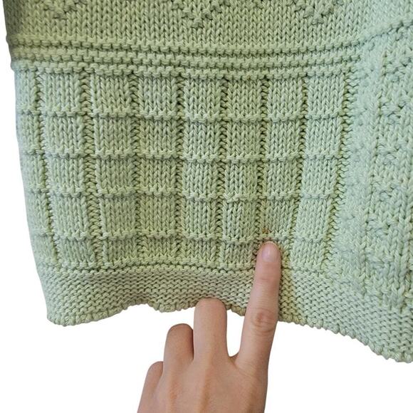 Vintage Cabin Creek Green Square Patterned 80's/90s Pullover Knit Sweater Size S - Picture 5 of 7